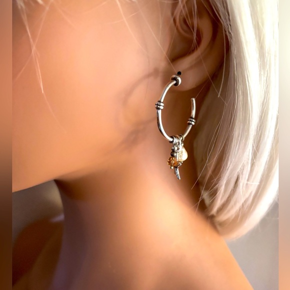 Brighton Starfish Hoop Earrings with Pearl Accent and Beads Dangle - Picture 3 of 7